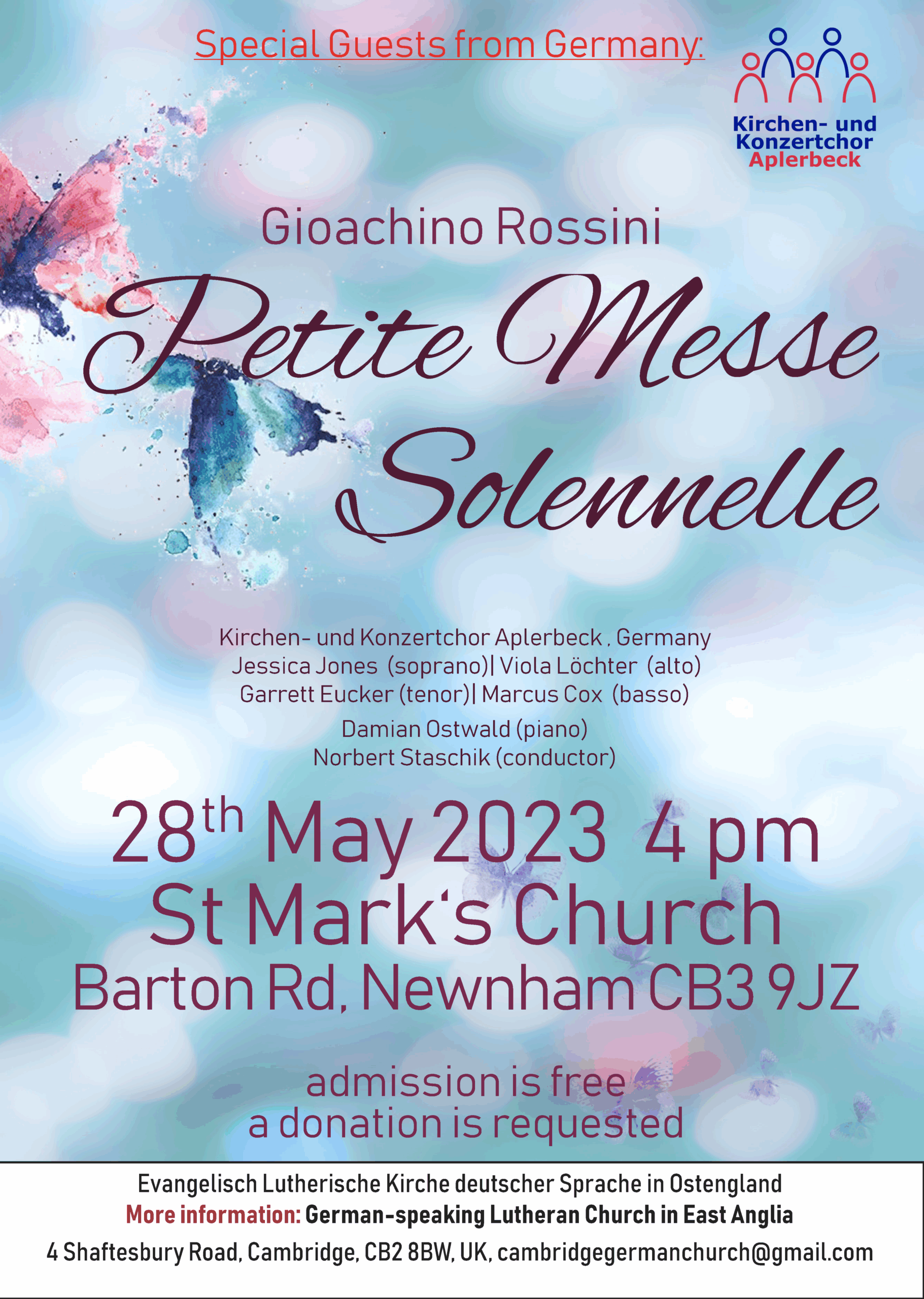 Plakat Petite Messe Soennelle Auslandsreise UK