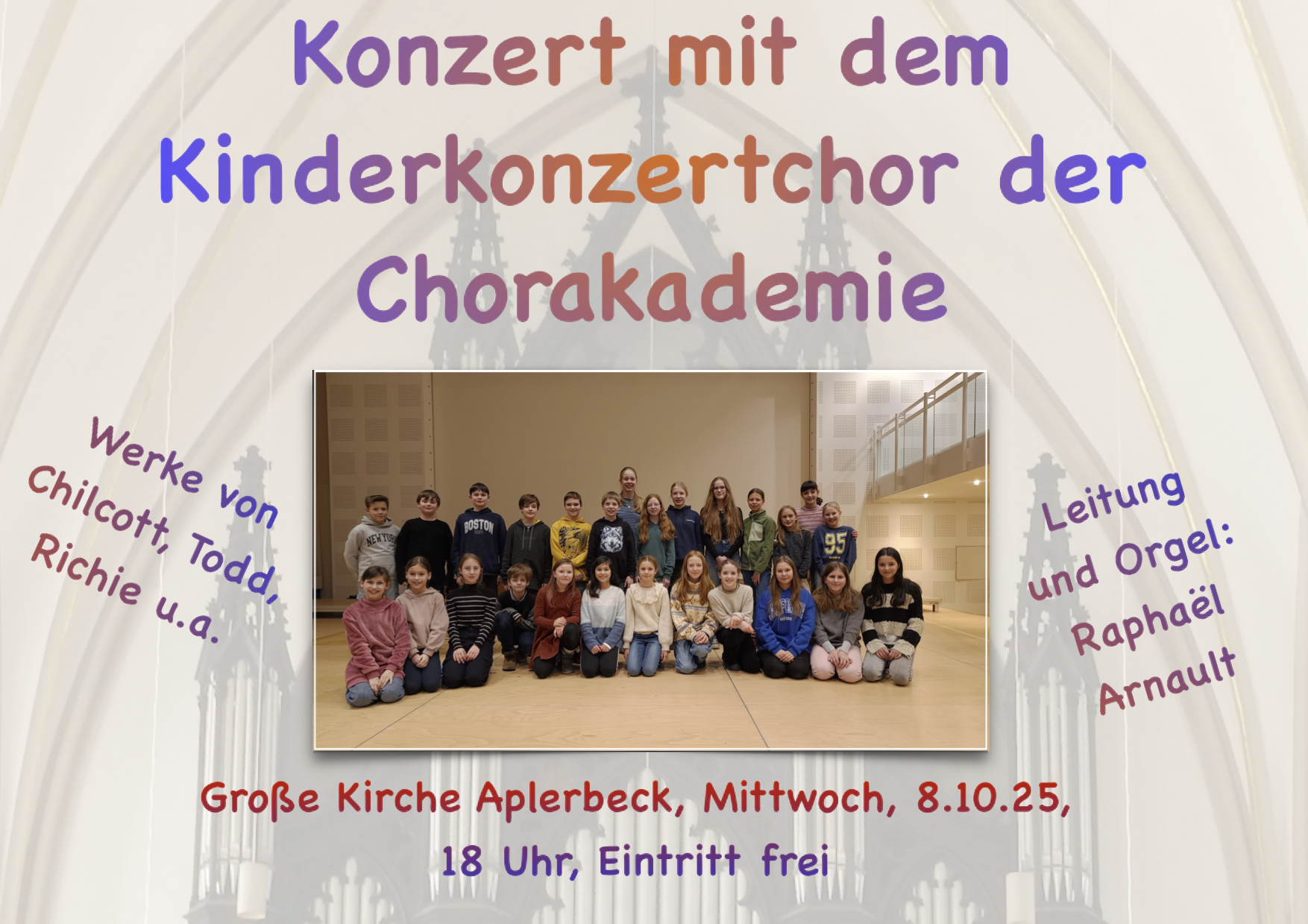 Plakat zum Konzert mit dem Kinderkonzertchor der Chorakademie am 08. Oktober 2025
